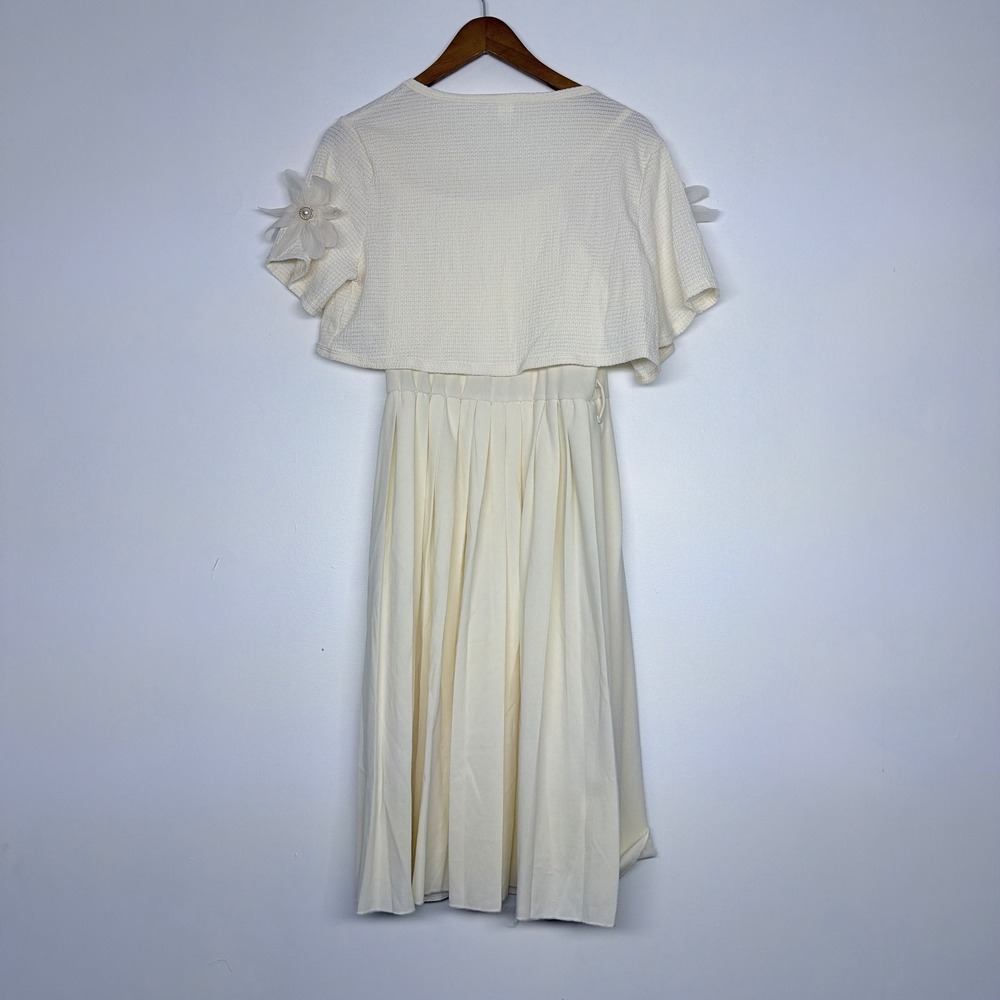 SHEIN Teen Off White Pleated Dress and Floral Bolero 2 Piece Set Size 15Y - Picture 2 of 10